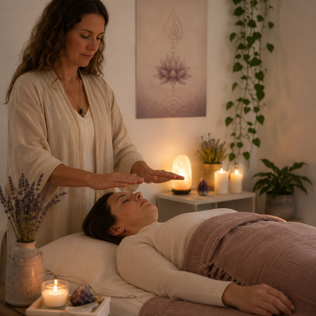 Comfortable Reiki treatment room