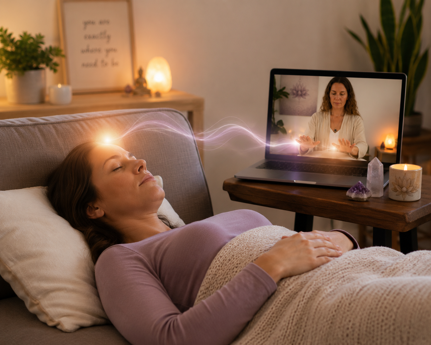 Candle representing a remote Reiki session